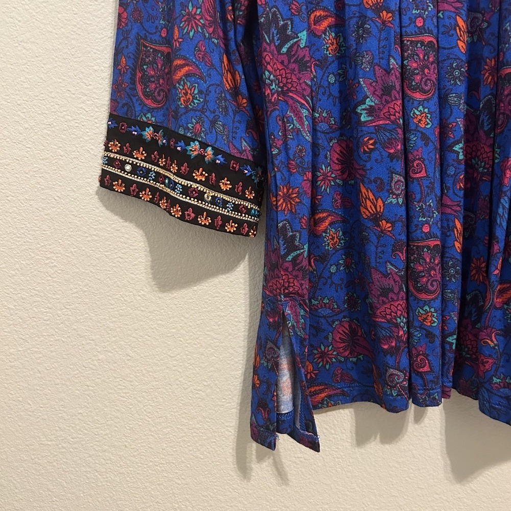 Soft Surroundings Tamuri Beaded Tunic Size 2X Boho Coastal Hippie Resortwear - Picture 7 of 16
